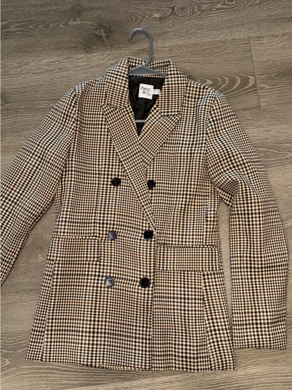 Princess Polly Brown & Black Houndstooth Double-Breasted Blazer